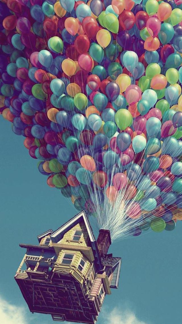 640x1136 Flying House -  iPhone Wallpaper