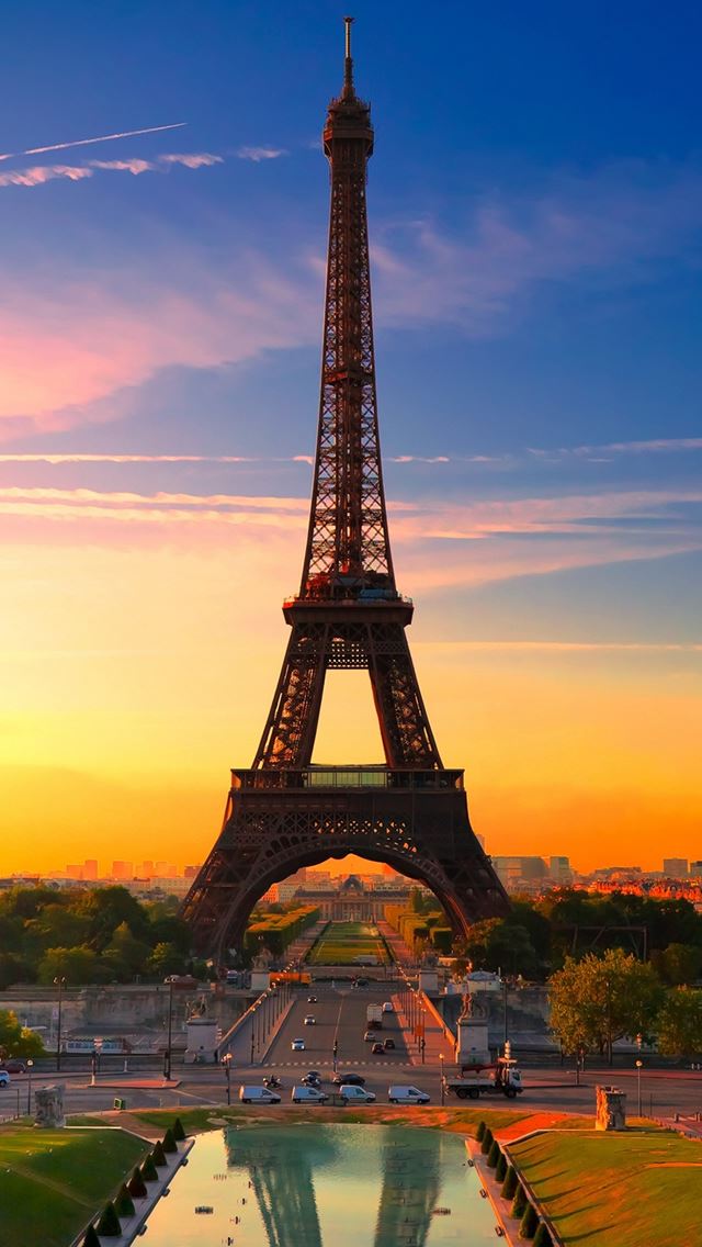 640x1136 Nature Sunset Eiffel Tower  -  iPhone Wallpaper