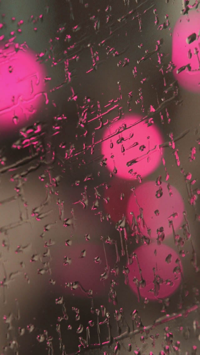 Rain On Glass Pink Lights iPhone wallpaper 