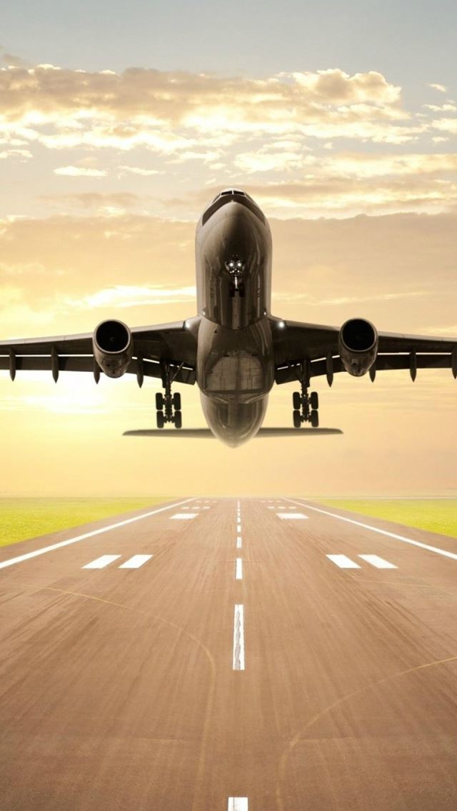 640x1136 Jet Plane Taking Off - clouds iPhone Wallpaper