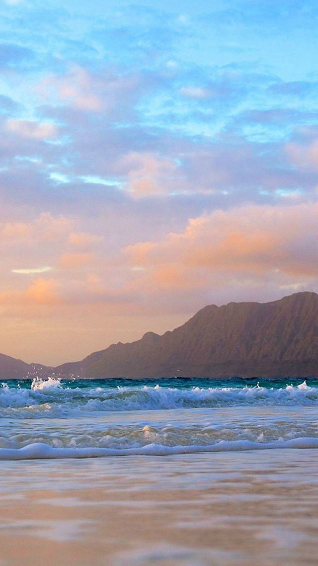 640x1136 Mountains Background Beach Waves  -  iPhone Wallpaper