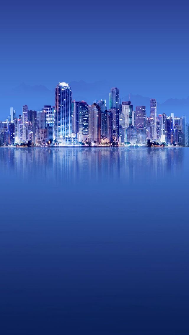 640x1136 Skyscraper Calm Sea Landscape - sea iPhone Wallpaper