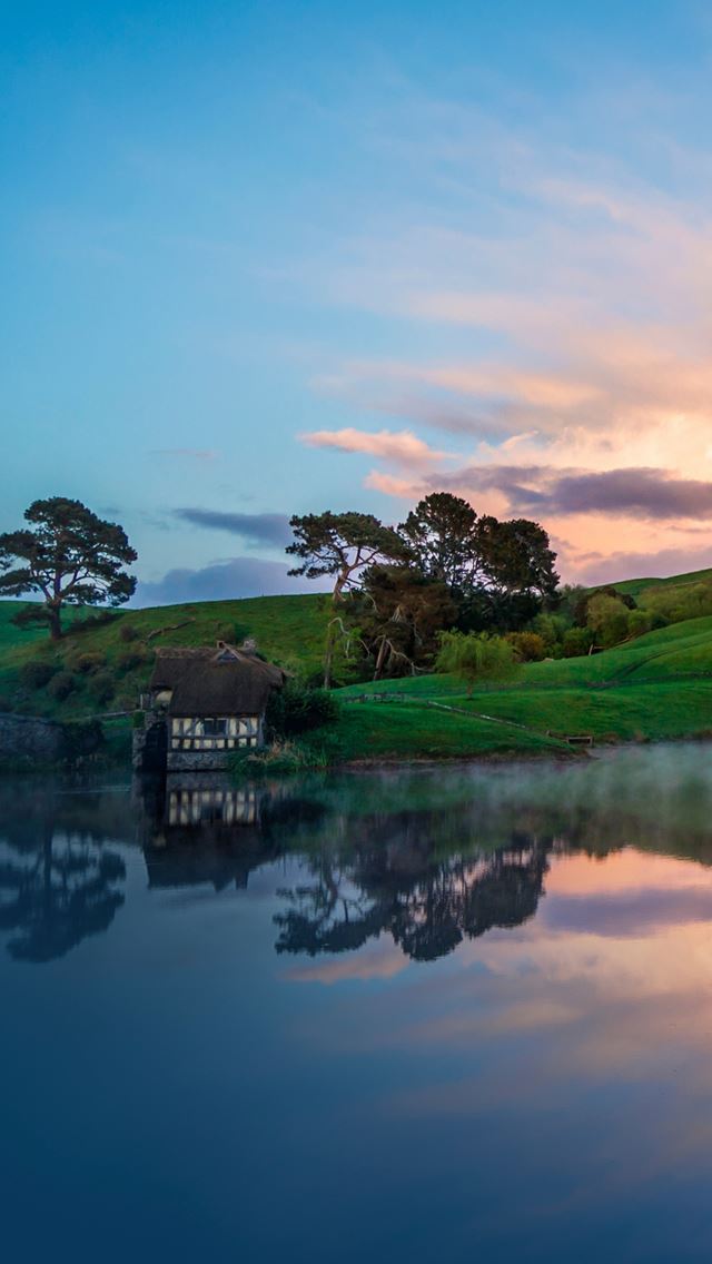 640x1136 Hill Lake Sunset Trees - lake iPhone Wallpaper