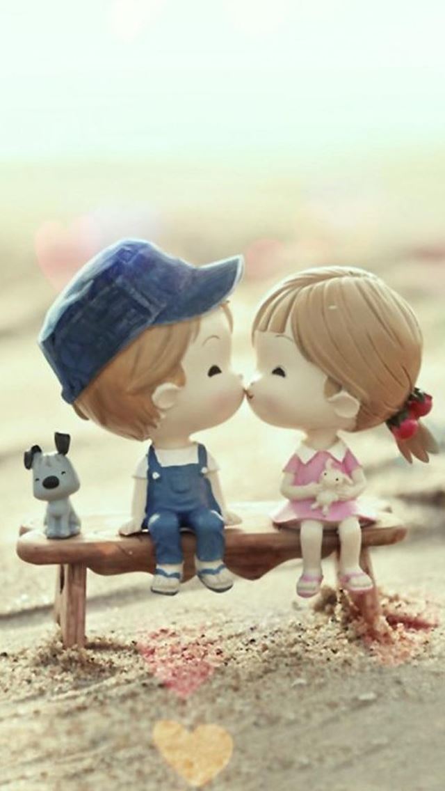 640x1136 Sweet Cartoon Cute Lover Couple -  iPhone Wallpaper