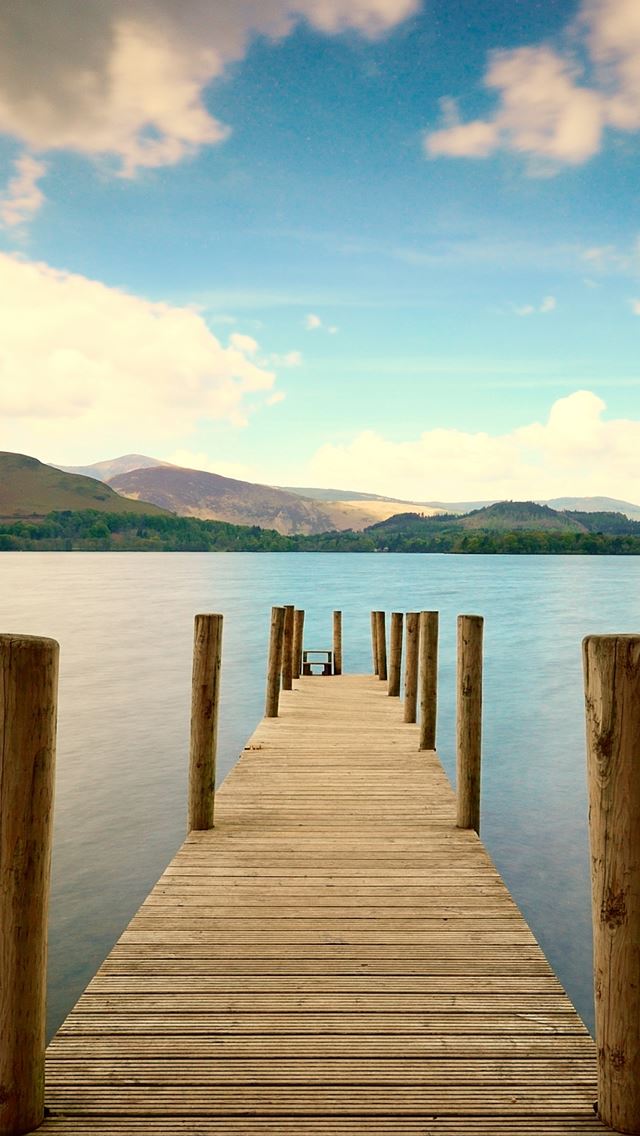 640x1136 Pier River Mountain Distance Sky - pier iPhone Wallpaper