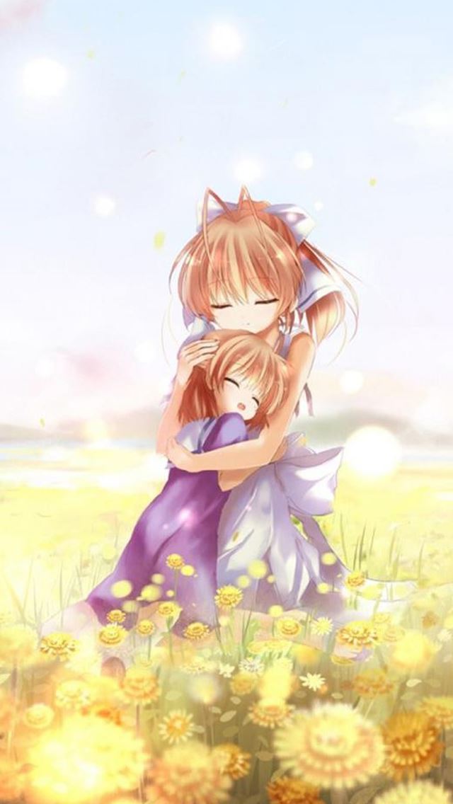 640x1136 Anime Dreamy Sweet Hug - warm iPhone Wallpaper