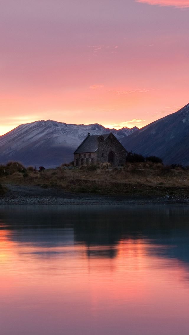 640x1136 New Zealand Sunrise Lake Mountains - sunrise iPhone Wallpaper