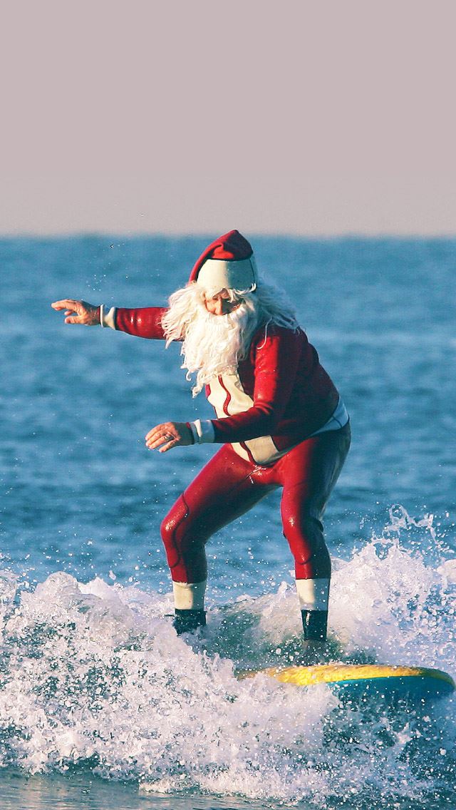 640x1136 Surfing Santa Claus - surfing iPhone Wallpaper
