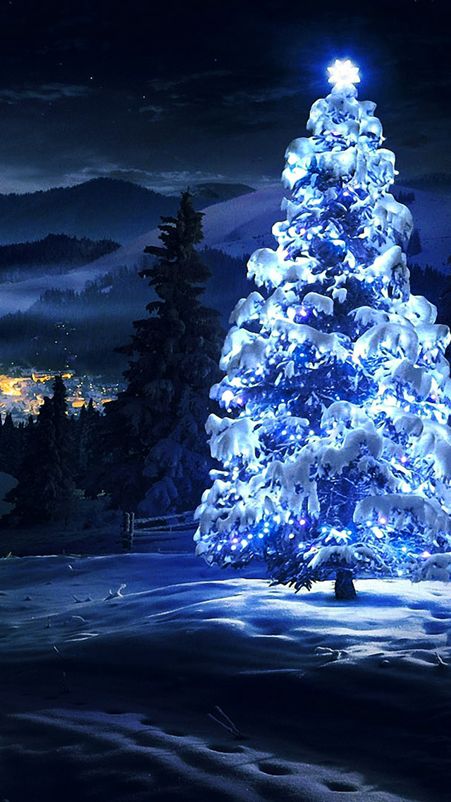 White Christmas Tree Light iPhone Wallpapers Free Download