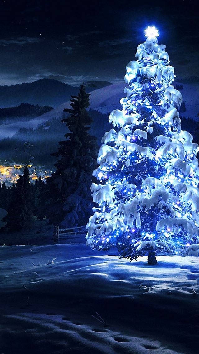 640x1136 White Christmas Tree Light - snow iPhone Wallpaper