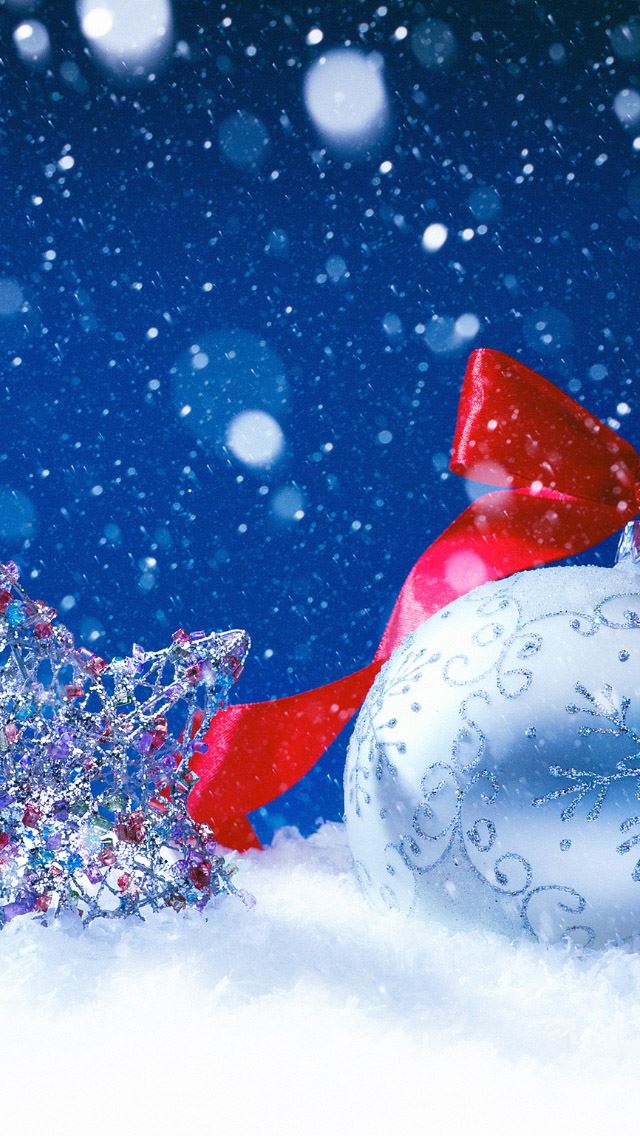 640x1136 Christmas Star And Ball - snowflake iPhone Wallpaper
