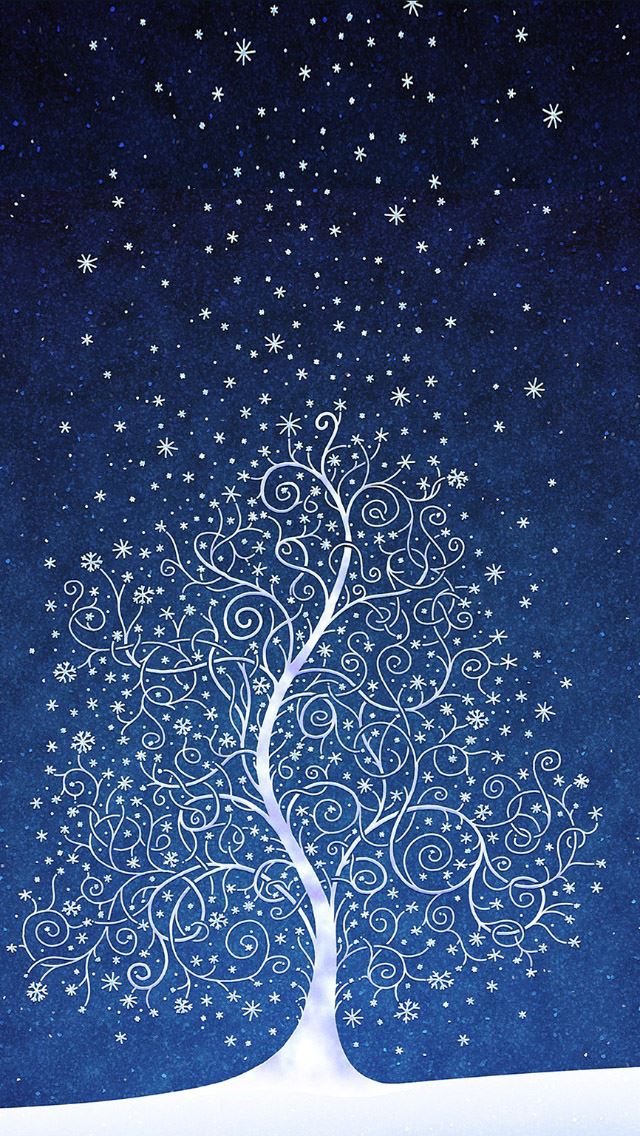 640x1136 Christmas Tree Background Card - snowflake iPhone Wallpaper