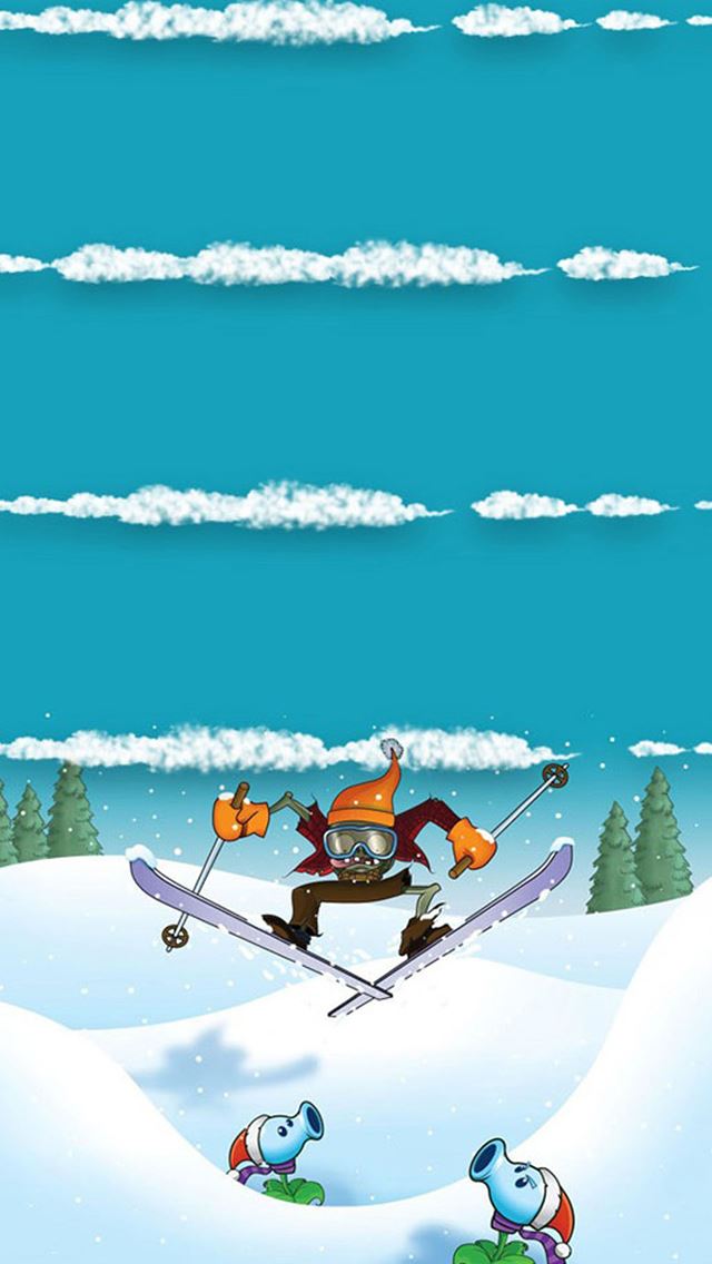 640x1136 Winter Sports Plants Vs Zombies - ski iPhone Wallpaper