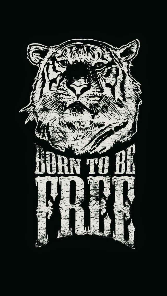 640x1136 Born To Be Free Tiger Illustration - quote iPhone Wallpaper