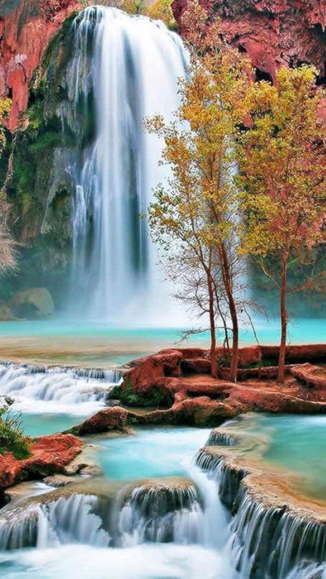 1284x2778 Autumn Waterfall Landscape - fantasy iPhone Wallpaper