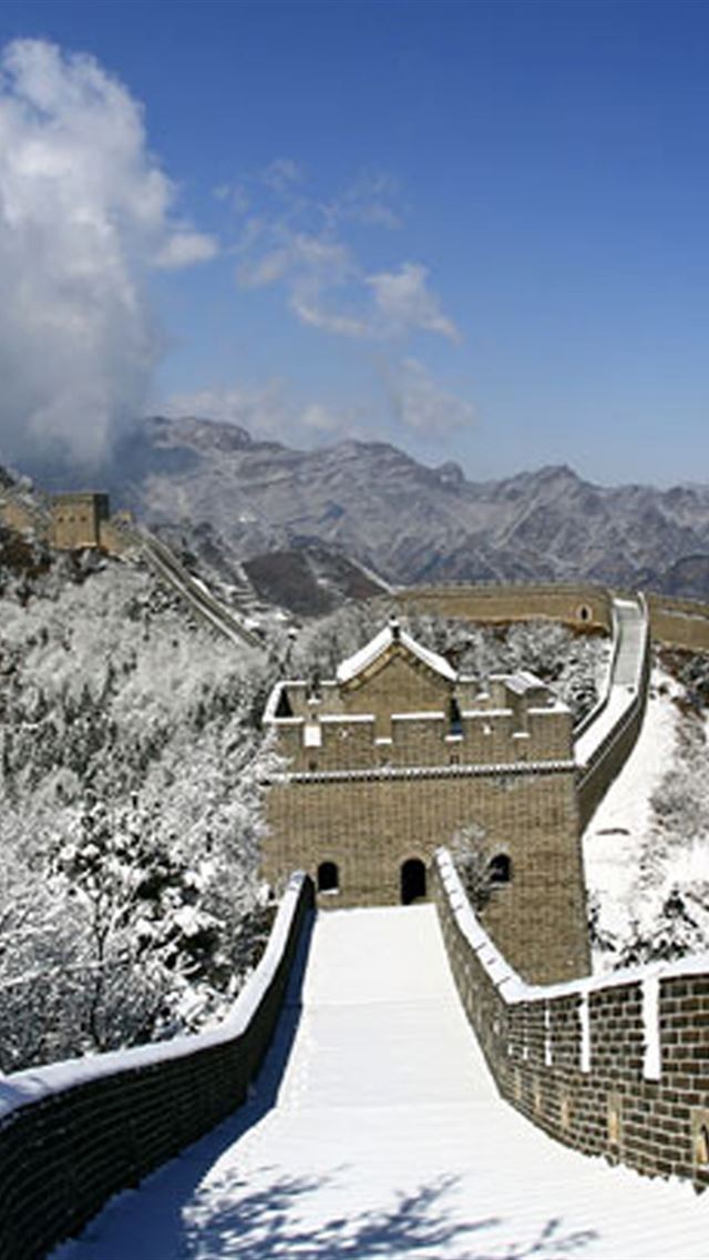 640x960 The Great Wall Landscape - snow iPhone Wallpaper