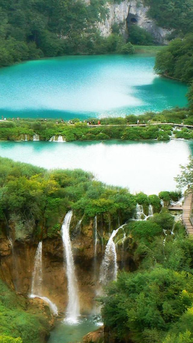 640x1136 Nature Lake Waterfall In Mountains Landscape - waterfall iPhone Wallpaper