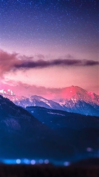 Snowy Mountain Range Stars Tilt Shift wallpaper