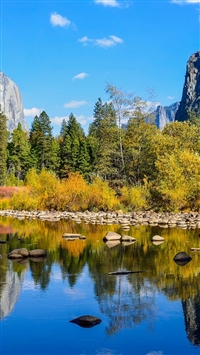 Yosemite National Park Lake Rocks Mountains Autumnn Nature wallpaper