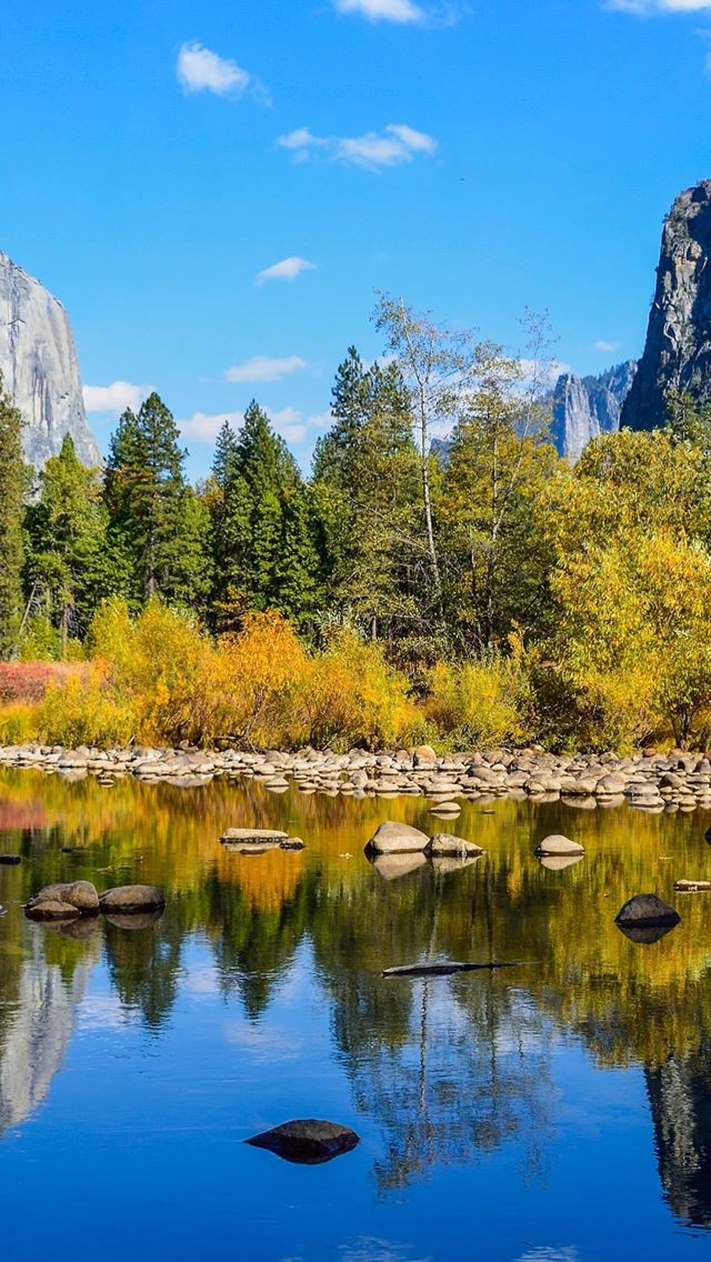 640x1136 Yosemite National Park Lake Rocks Mountains Autumnn Nature - yosemite iPhone Wallpaper