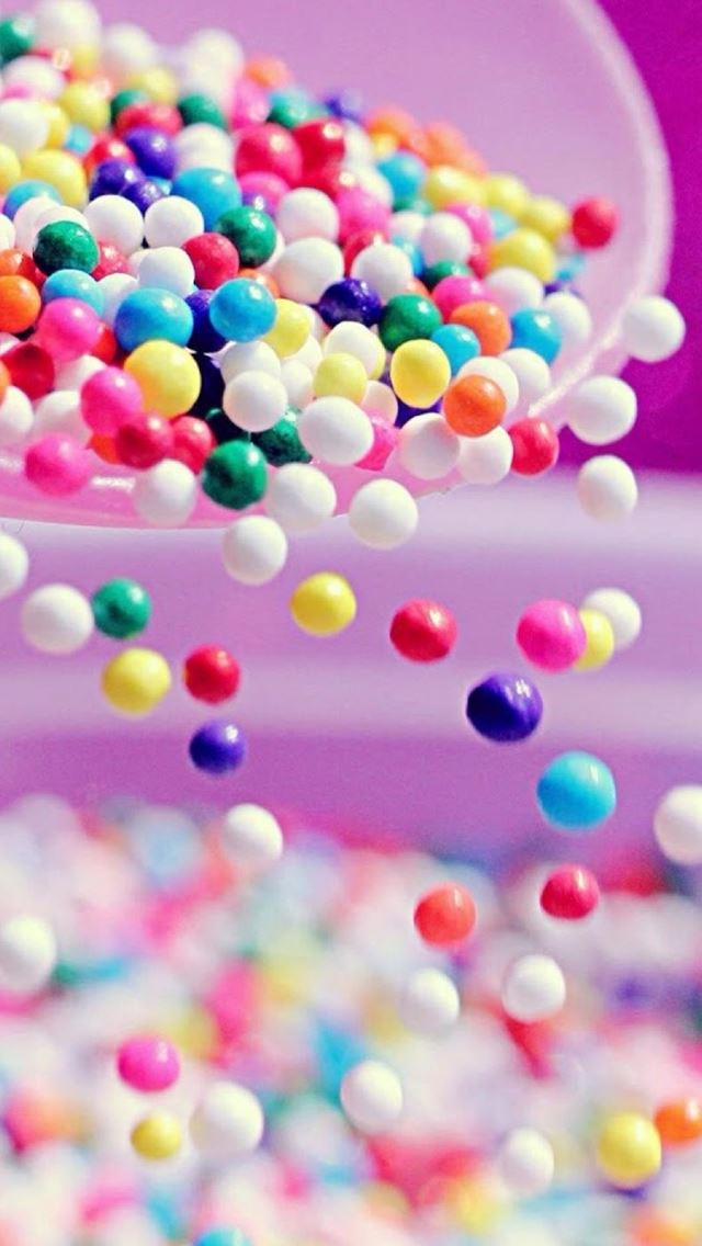 640x1136 Sweet Colorful  Candy Ball Shaking From Bowl - pink iPhone Wallpaper