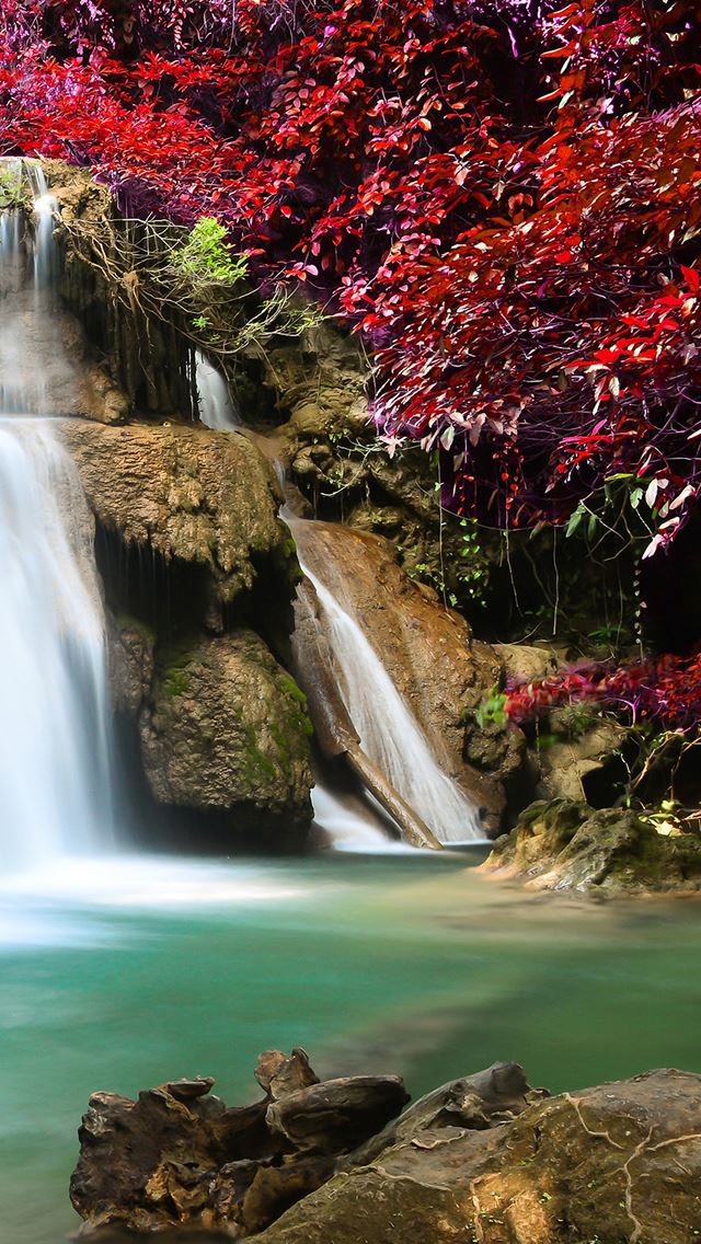 640x1136 Nature Hot Fall Down From Valley - trees iPhone Wallpaper