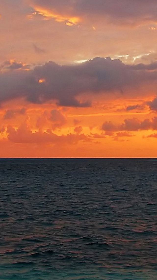 640x1136 Dusk Ocean Skyline Landscape - wave iPhone Wallpaper