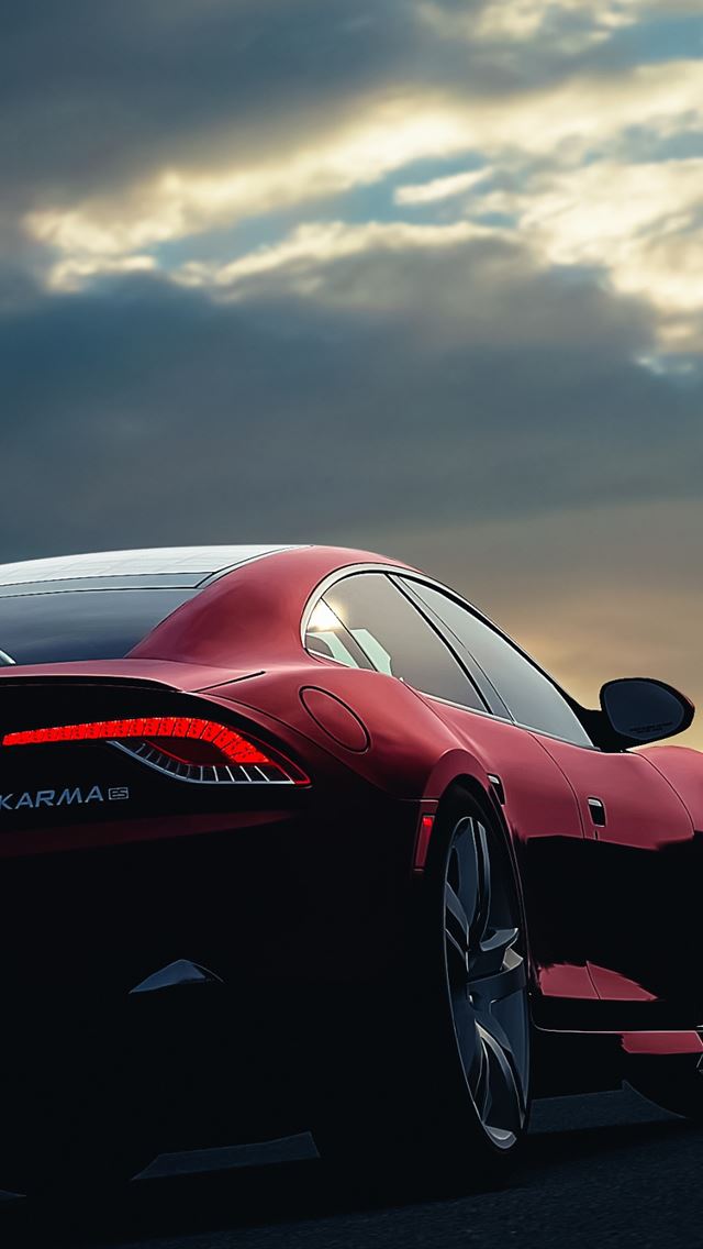 640x1136 Fisker Karma Car Sunset Night Sky Red -  iPhone Wallpaper