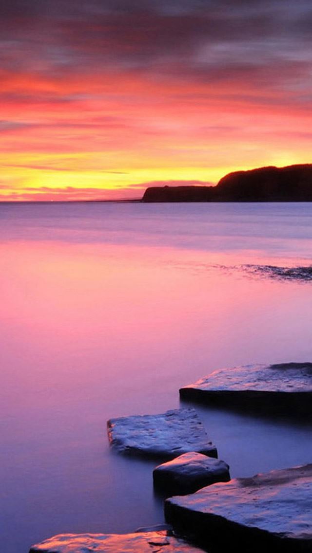 640x1136 Nature Rock Ocean Sunset Landscape - skyscape iPhone Wallpaper