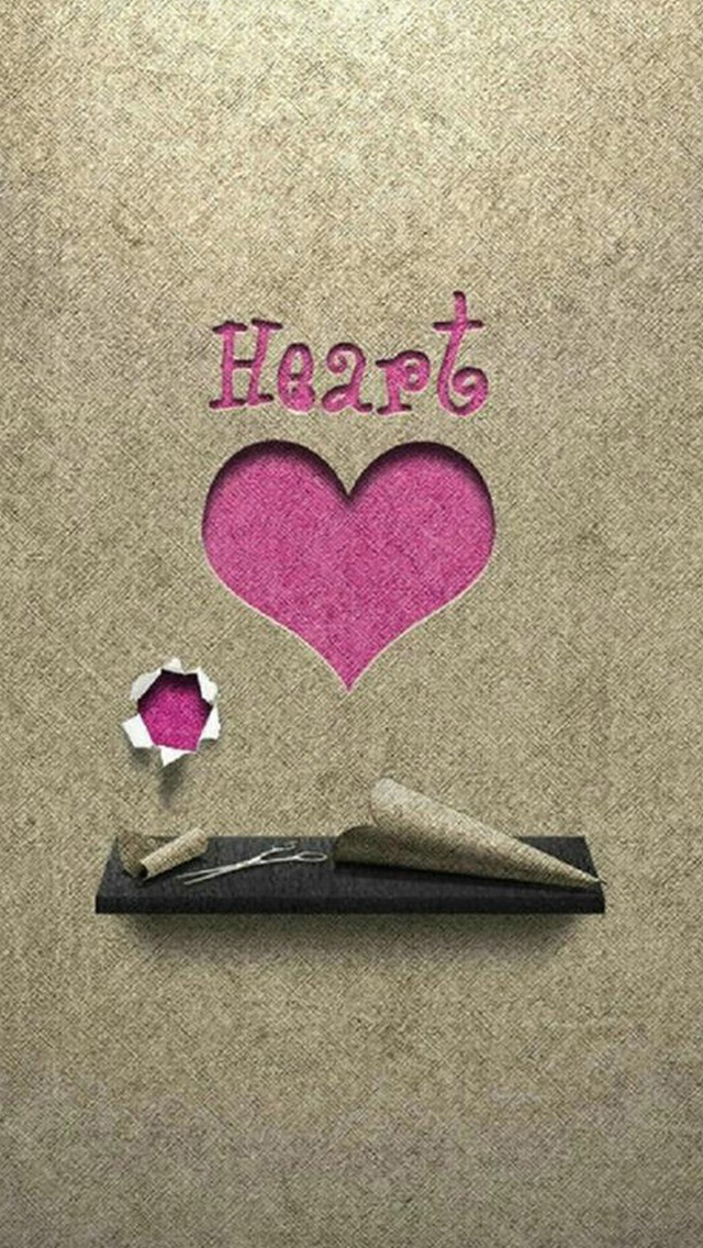Paper Pink  Love Heart Cutting Artwork iPhone wallpaper 
