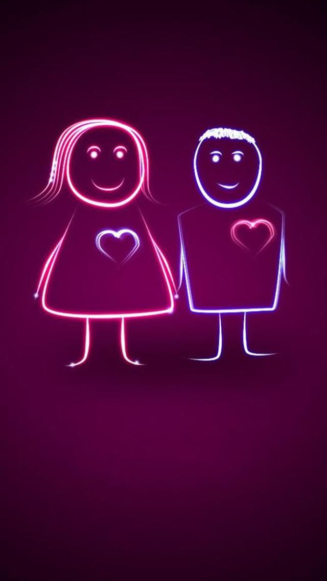 640x1136 Sweet Heartbeat Cartoon Couple - lovers iPhone Wallpaper