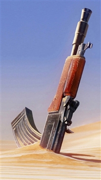 Machine Gun Knocked In Desert wallpaper