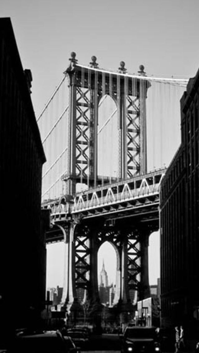 640x1136 Manhattan Bridge New York Black And White - manhattan iPhone Wallpaper