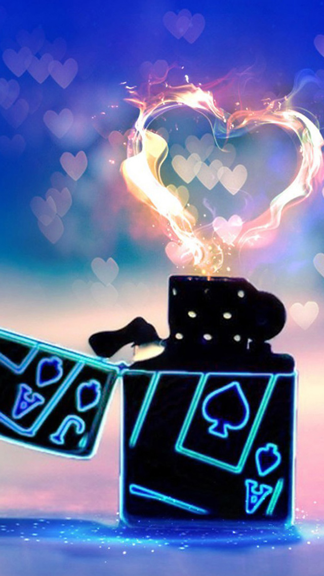 Lighter Love Heart Fire Art iPhone wallpaper 