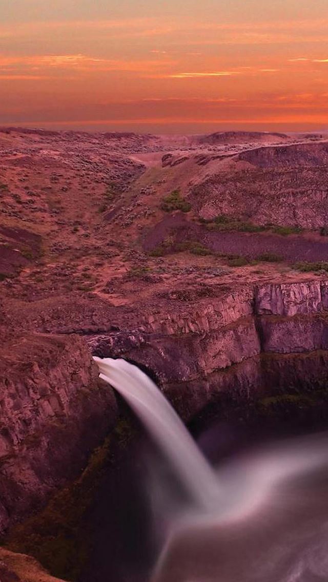 640x1136 Twilight Mountains Waterfall Landscape - skyscape iPhone Wallpaper
