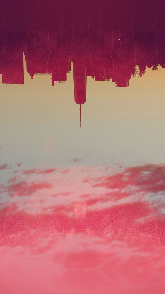 640x1136 Red City View Art Illust - clouds iPhone Wallpaper
