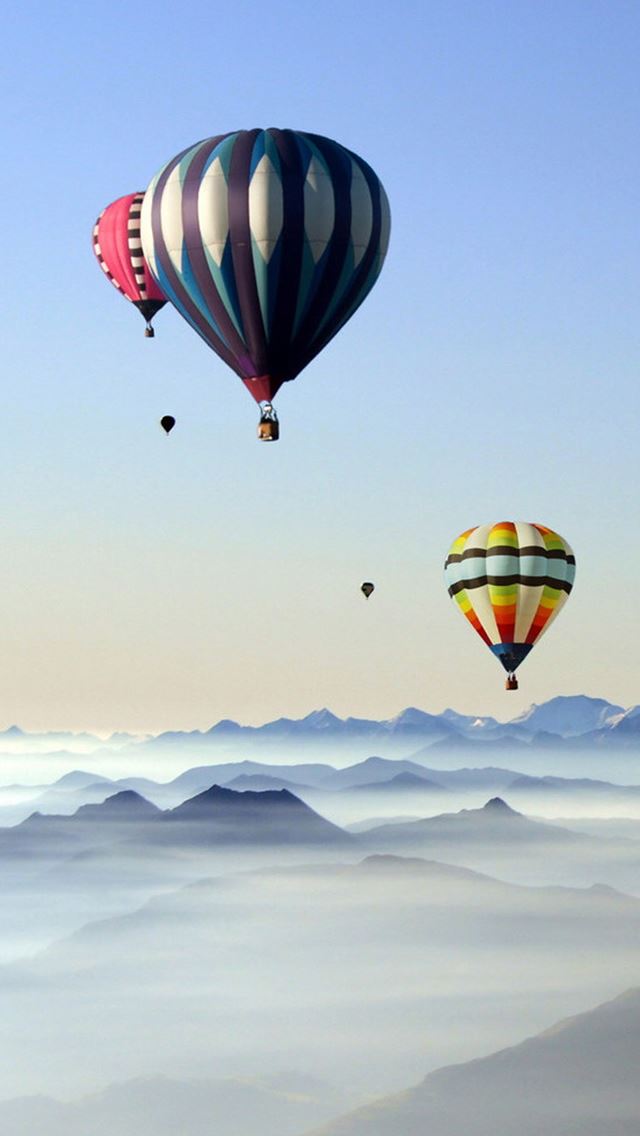 640x1136 Rare Scenic Hot Air Balloon - mountains iPhone Wallpaper