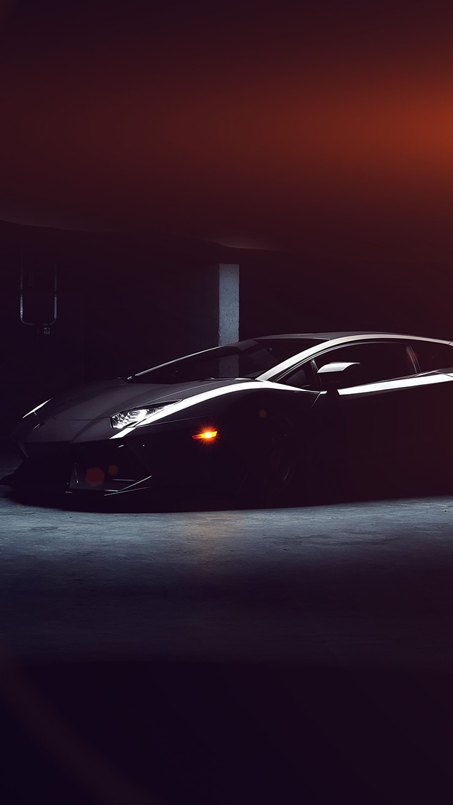 Lamborghini Car Dark Black Flare iPhone wallpaper 