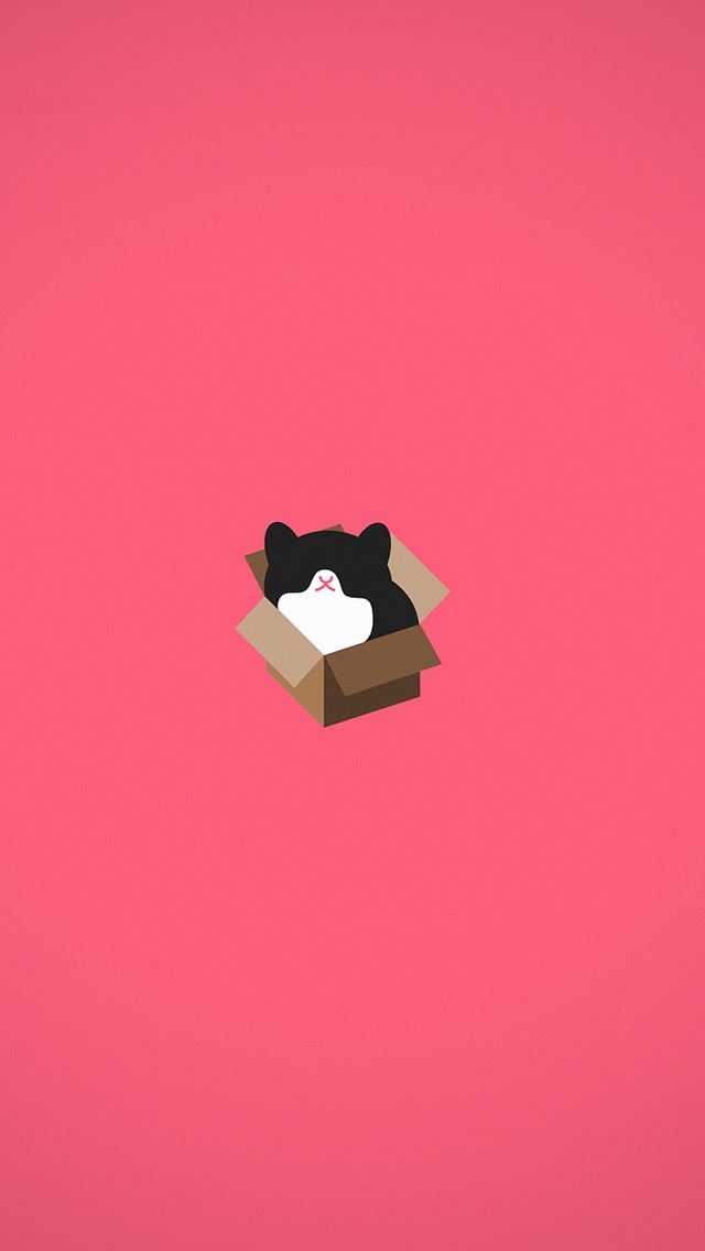 640x1136 Cat Box Red Illust Animal Art Minimal - pink iPhone Wallpaper