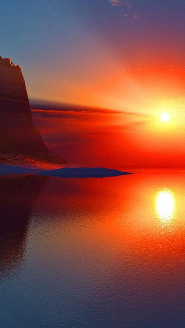 Nature Golden Sunrise Over Horizon Beside Mountains iPhone wallpaper 