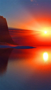 Nature Golden Sunrise Over Horizon Beside Mountains wallpaper