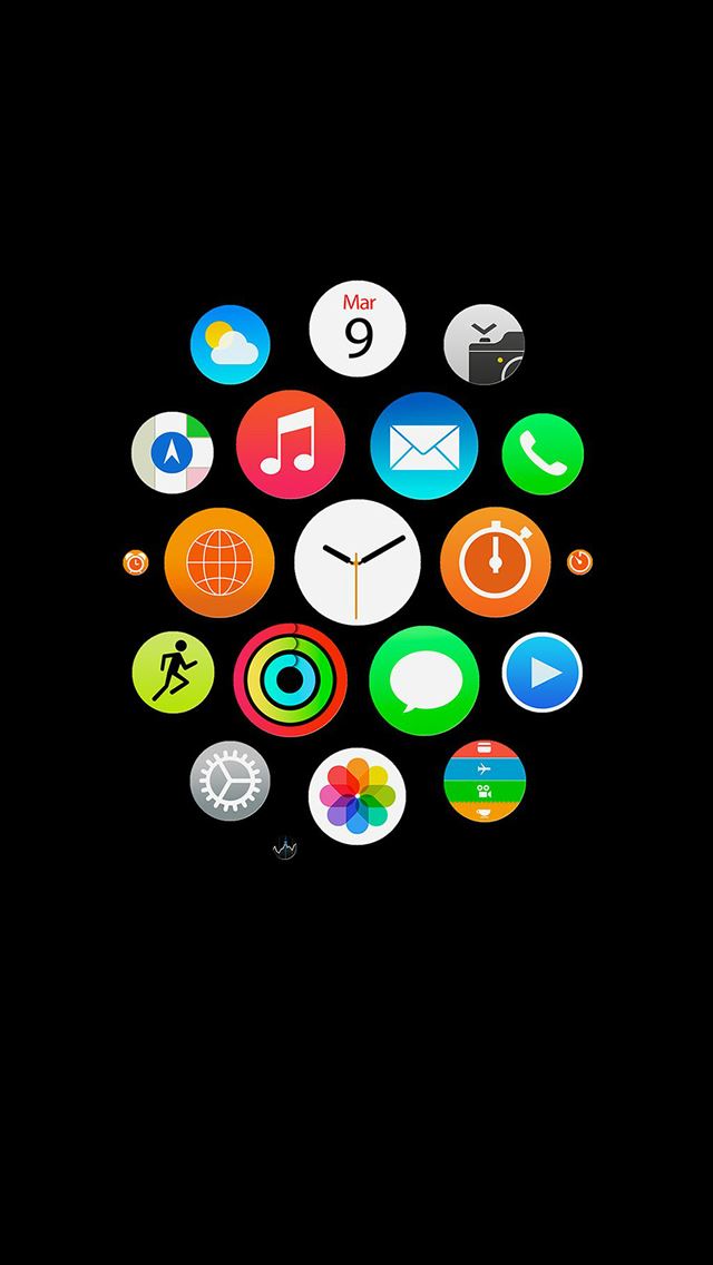 640x1136 Apple Watch Icons Art Illust Dark - pink iPhone Wallpaper
