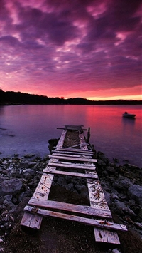 Nature Purple Dusk Waste River Bank wallpaper