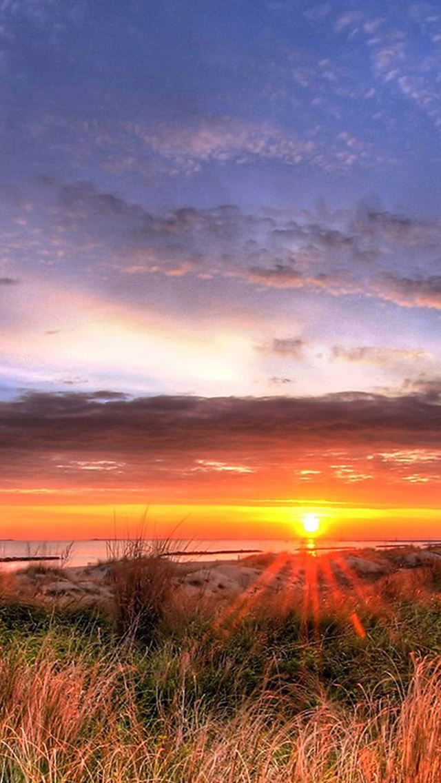 640x1136 Brilliant Sunset Over Sea Beach Skyscape - skyscape iPhone Wallpaper