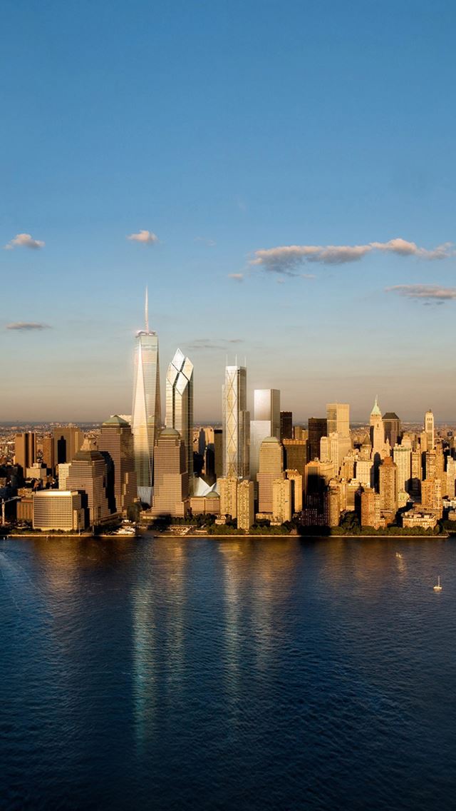 640x1136 Sunshine Riverbank City View Blue Skyscape - riverbank iPhone Wallpaper