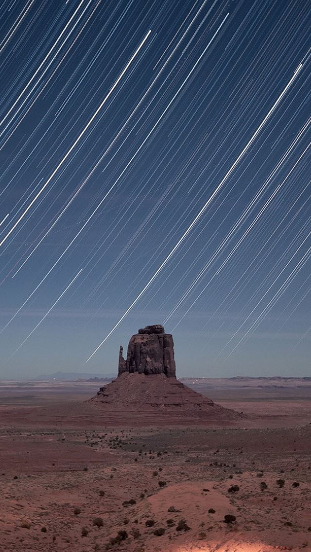 640x1136 Mountain Valley Meteor Shower Landscape - shower iPhone Wallpaper