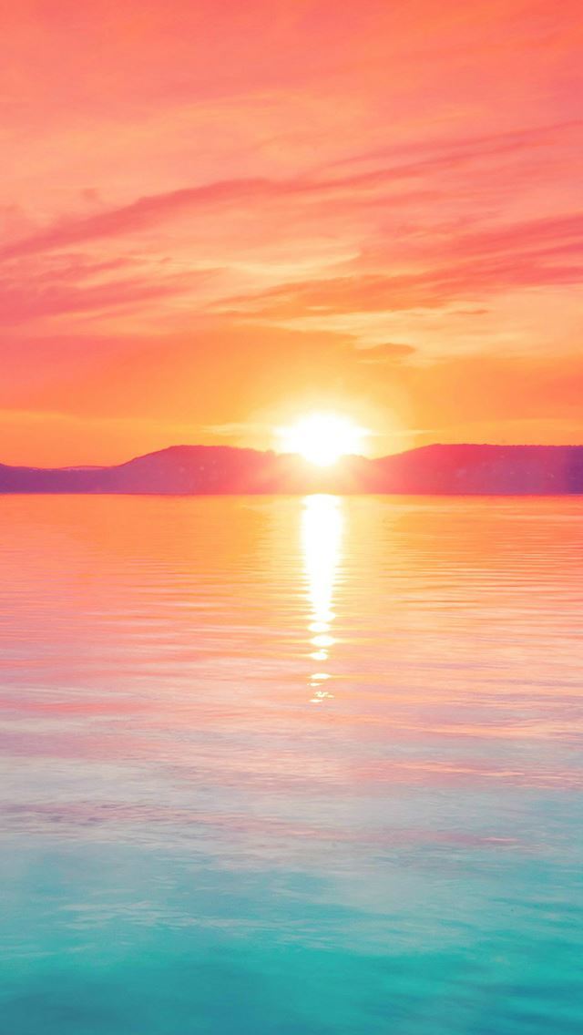640x1136 Sunset Night Lake Water Sky Red Flare -  iPhone Wallpaper