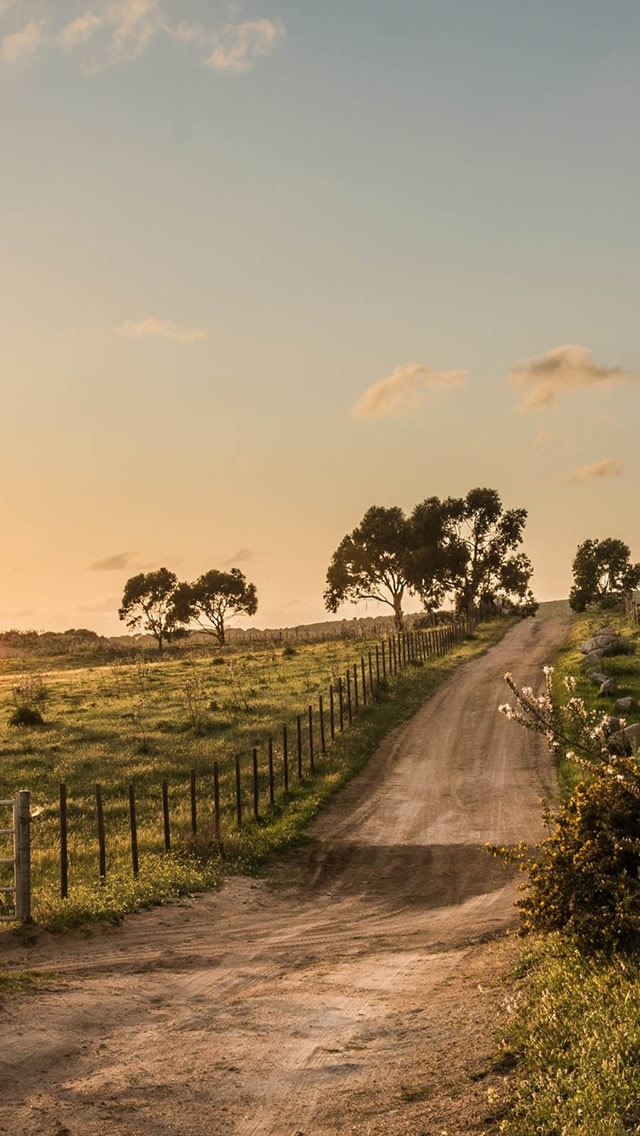 640x1136 Nature Country Fence Road View - country iPhone Wallpaper