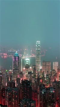 Skyline Hongkong Fire City Night Live wallpaper