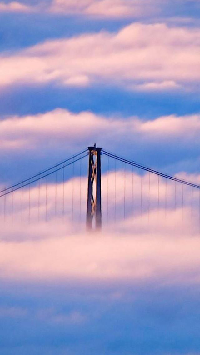 640x1136 Sunny Long Bridge Among Cloudy Sky - bright iPhone Wallpaper
